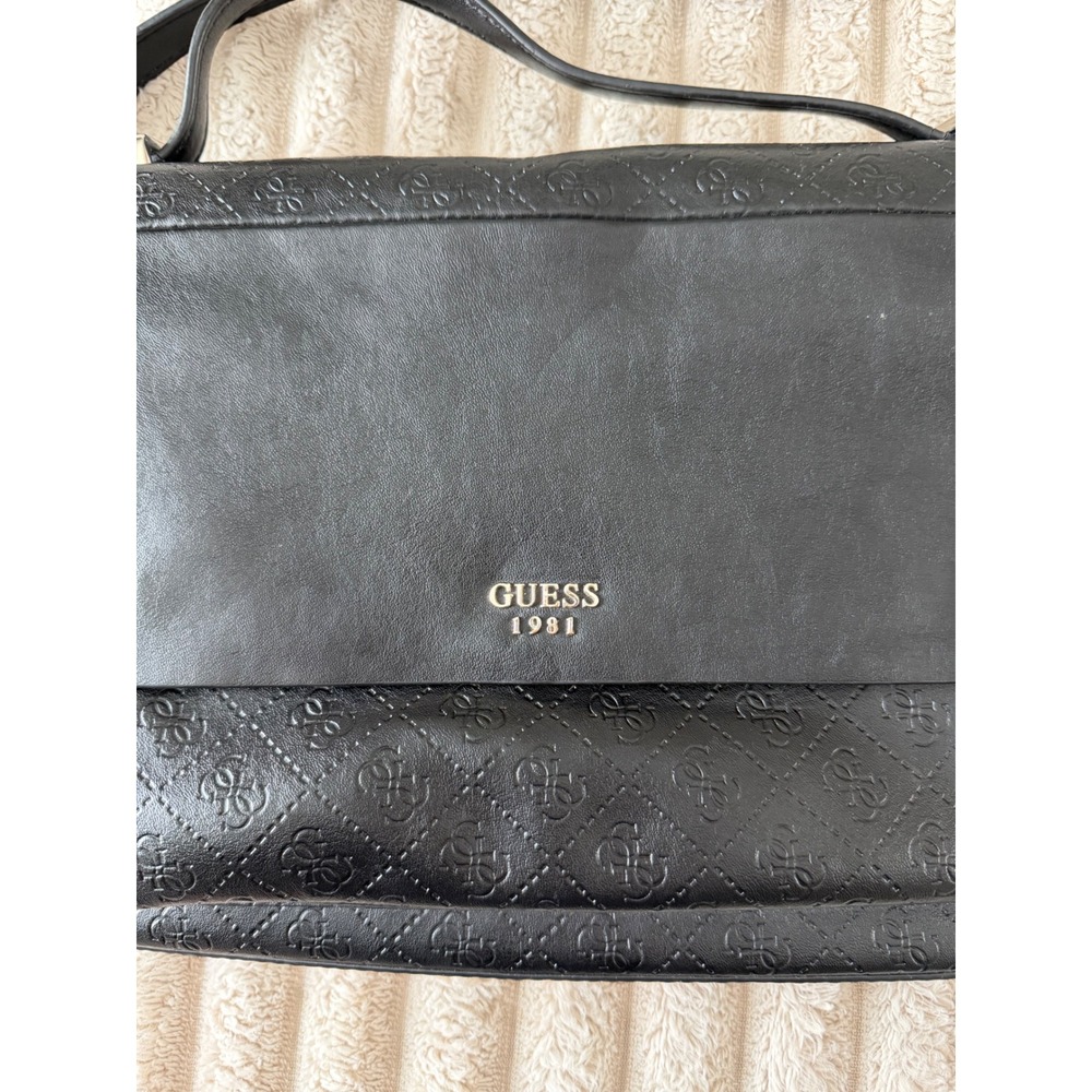 Guess 1981 Black Monogram Embossed Crossbody Bag … - image 2